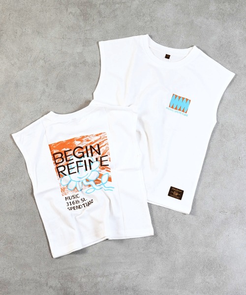 Life Support Products(ライフサポートプロダクツ)の「前後プリントノースリーブTシャツ(Tシャツ/カットソー・キッズ・パープル/チャコール/イエロー/モカ/ホワイト/ライトグリーン/オフホワイト/ブルー・80/90/110/130/140/150/95/100/120)」の15枚目の写真