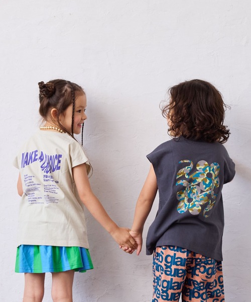 Life Support Products(ライフサポートプロダクツ)の「前後プリントノースリーブTシャツ(Tシャツ/カットソー・キッズ・パープル/チャコール/イエロー/モカ/ホワイト/ライトグリーン/オフホワイト/ブルー・80/90/110/130/140/150/95/100/120)」の9枚目の写真