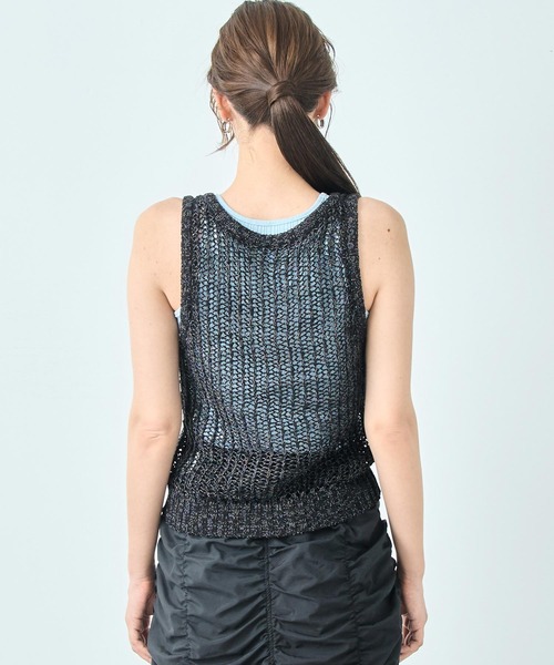 ANAP（アナップ）の「透かし編み ニット ベスト（ベスト・レディース・ブラック/アイボリー・FREE）」の7枚目の写真