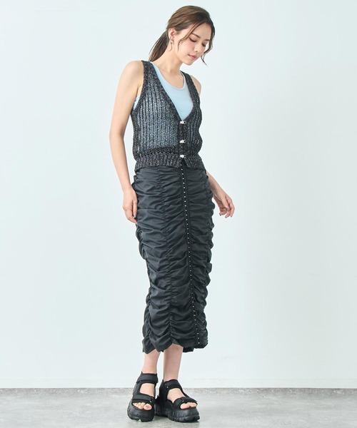 ANAP（アナップ）の「透かし編み ニット ベスト（ベスト・レディース・ブラック/アイボリー・FREE）」の8枚目の写真