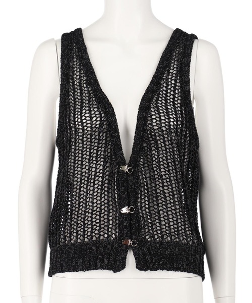 ANAP（アナップ）の「透かし編み ニット ベスト（ベスト・レディース・ブラック/アイボリー・FREE）」の9枚目の写真