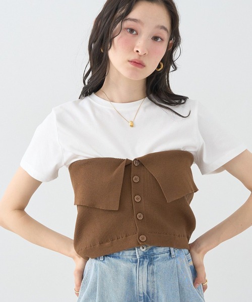 セール】SET2点コンパクトTEE＋マルチwayニットビスチェ（Tシャツ