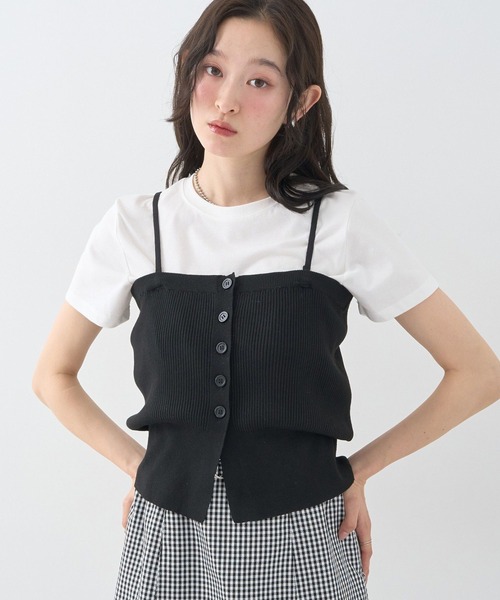 earth music&ecology(アースミュージックアンドエコロジー)の「SET2点コンパクトTEE+マルチwayニットビスチェ(Tシャツ/カットソー・レディース・ライトグレー/ブラック/ブラウン・FREE)」の2枚目の写真