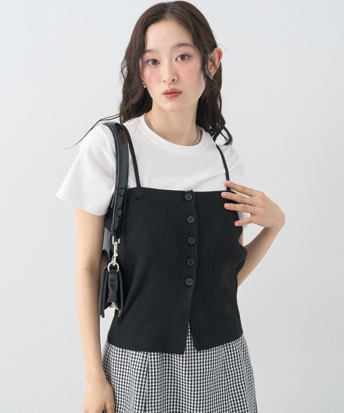 earth music&ecology(アースミュージックアンドエコロジー)の「SET2点コンパクトTEE+マルチwayニットビスチェ(Tシャツ/カットソー・レディース・ライトグレー/ブラック/ブラウン・FREE)」の4枚目の写真