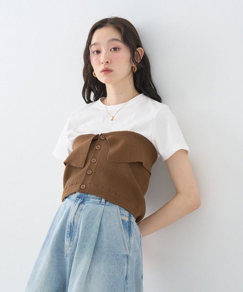 earth music&ecology(アースミュージックアンドエコロジー)の「SET2点コンパクトTEE+マルチwayニットビスチェ(Tシャツ/カットソー・レディース・ライトグレー/ブラック/ブラウン・FREE)」の11枚目の写真