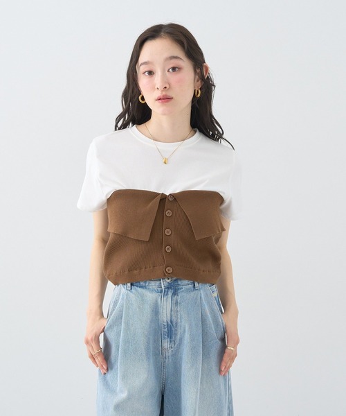 earth music&ecology(アースミュージックアンドエコロジー)の「SET2点コンパクトTEE+マルチwayニットビスチェ(Tシャツ/カットソー・レディース・ライトグレー/ブラック/ブラウン・FREE)」の12枚目の写真