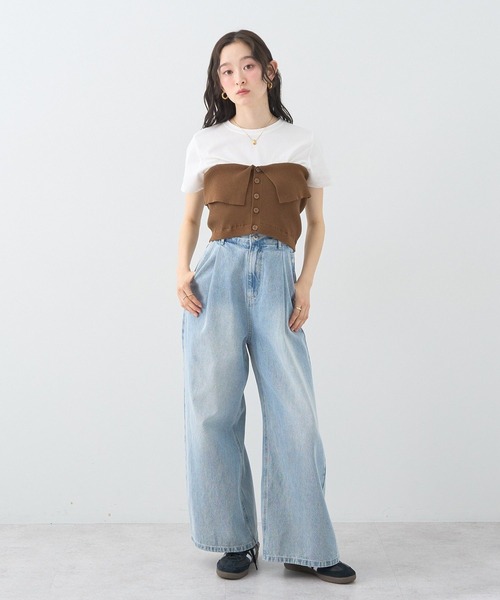 earth music&ecology(アースミュージックアンドエコロジー)の「SET2点コンパクトTEE+マルチwayニットビスチェ(Tシャツ/カットソー・レディース・ライトグレー/ブラック/ブラウン・FREE)」の15枚目の写真