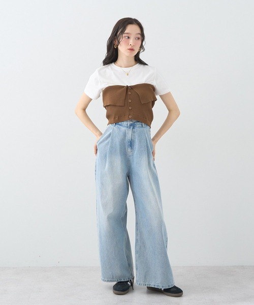earth music&ecology(アースミュージックアンドエコロジー)の「SET2点コンパクトTEE+マルチwayニットビスチェ(Tシャツ/カットソー・レディース・ライトグレー/ブラック/ブラウン・FREE)」の16枚目の写真
