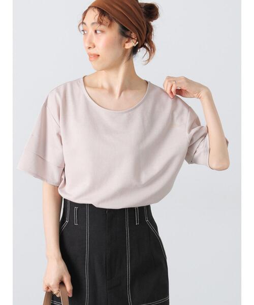 Lugnoncure（ルノンキュール）の「プレーティング袖タックTシャツ（Tシャツ/カットソー・レディース・イエロー/ネイビー/ベージュ/オフホワイト/ブラック・F）」の4枚目の写真