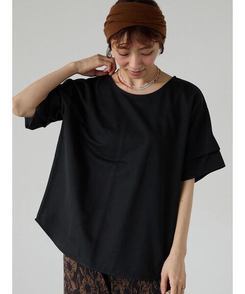 Lugnoncure（ルノンキュール）の「プレーティング袖タックTシャツ（Tシャツ/カットソー・レディース・イエロー/ネイビー/ベージュ/オフホワイト/ブラック・F）」の22枚目の写真