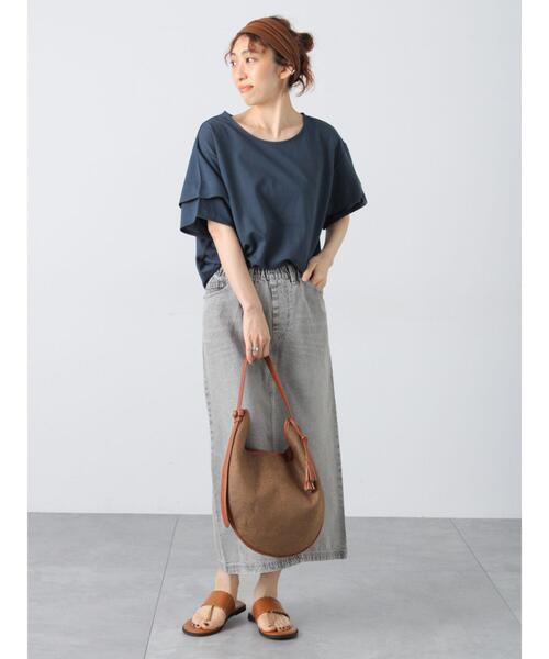 Lugnoncure（ルノンキュール）の「プレーティング袖タックTシャツ（Tシャツ/カットソー・レディース・イエロー/ネイビー/ベージュ/オフホワイト/ブラック・F）」の21枚目の写真