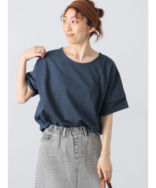 Lugnoncure（ルノンキュール）の「プレーティング袖タックTシャツ（Tシャツ/カットソー・レディース・イエロー/ネイビー/ベージュ/オフホワイト/ブラック・F）」の19枚目の写真