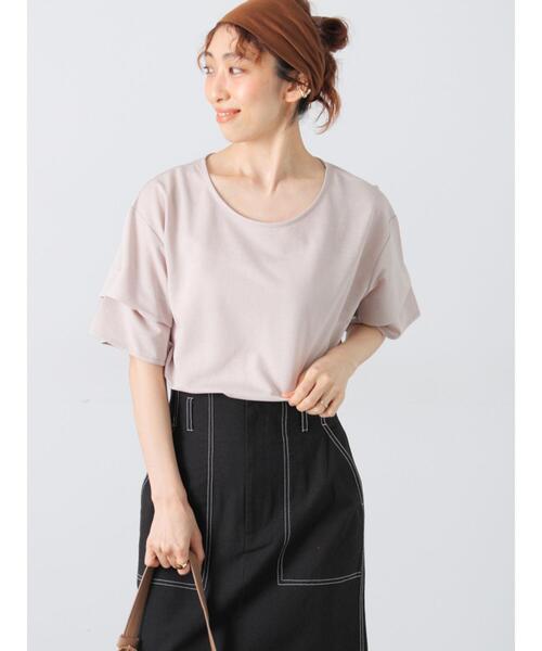 Lugnoncure（ルノンキュール）の「プレーティング袖タックTシャツ（Tシャツ/カットソー・レディース・イエロー/ネイビー/ベージュ/オフホワイト/ブラック・F）」の16枚目の写真