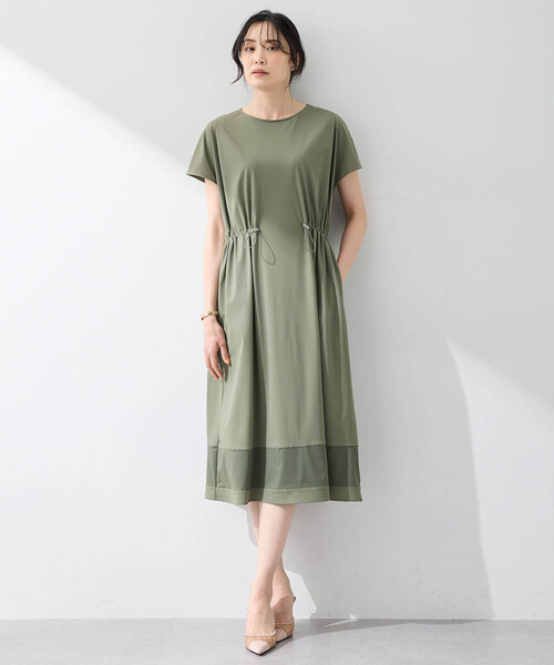 A/C DESIGN BY ALPHA CUBIC（エーシーデザインバイアルファキュービック）の「2025春夏【接触冷感・UVカット・はっ水加工】裾メッシュ切替えラッシュワンピース（ワンピース・レディース・ブラック/カーキ・M/L）」の18枚目の写真