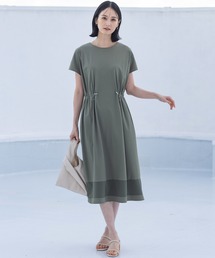 2025春夏【接触冷感・UVカット・はっ水加工】裾メッシュ切替えラッシュワンピース