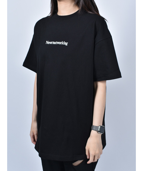 Import & Select(インポートアンドセレクト)の「【Nevernotworking】モンスターバック刺繍フロントロゴBIGTEE ビッグシルエットショートスリーブT 半袖Tシャツ(Tシャツ/カットソー・メンズ・ブラック/ホワイト・3/2)」の8枚目の写真