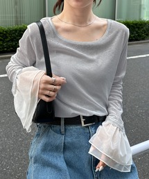 フレアーチュール袖スラブシアープルオーバー