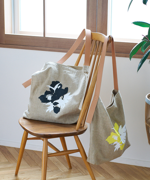 ボタニカルプリントリネントートバッグ（トートバッグ）｜collex