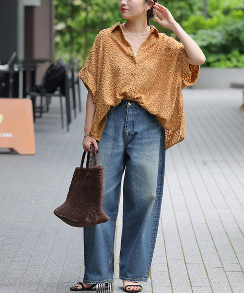 JOURNAL STANDARD relume(ジャーナルスタンダード レリューム)の「キカカットジャガードシャツ(シャツ/ブラウス・レディース・キャメル/ブラック・FREE)」の13枚目の写真