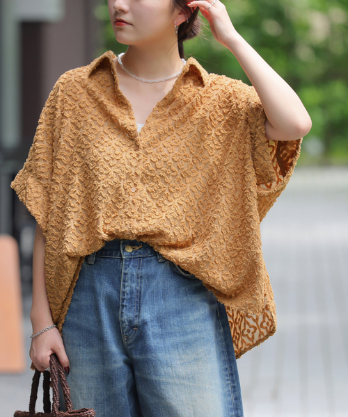 JOURNAL STANDARD relume(ジャーナルスタンダード レリューム)の「キカカットジャガードシャツ(シャツ/ブラウス・レディース・キャメル/ブラック・FREE)」の17枚目の写真