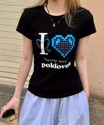I LOVEハートプリントTシャツ