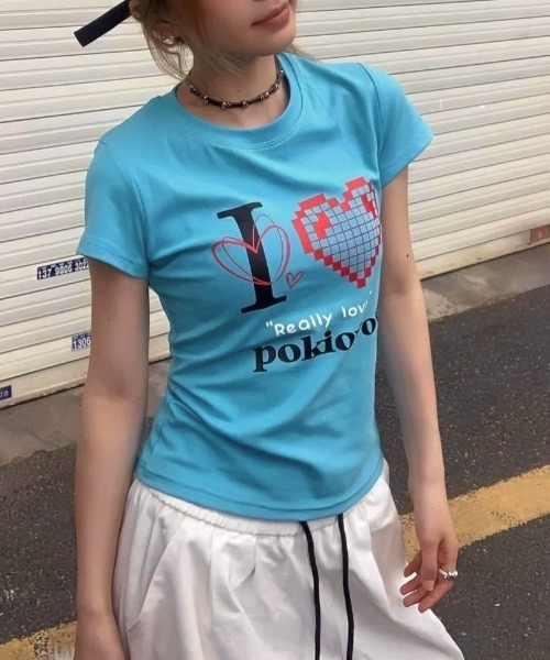 LADY LIKE(レディライク)の「I LOVEハートプリントTシャツ(Tシャツ/カットソー・レディース・ブラック/ブルー/ホワイト/レッド/ピンク・M)」の19枚目の写真