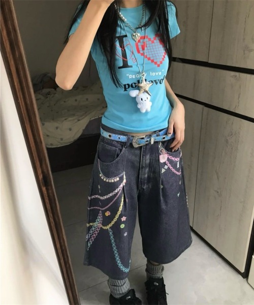 LADY LIKE(レディライク)の「I LOVEハートプリントTシャツ(Tシャツ/カットソー・レディース・ブラック/ブルー/ホワイト/レッド/ピンク・M)」の15枚目の写真