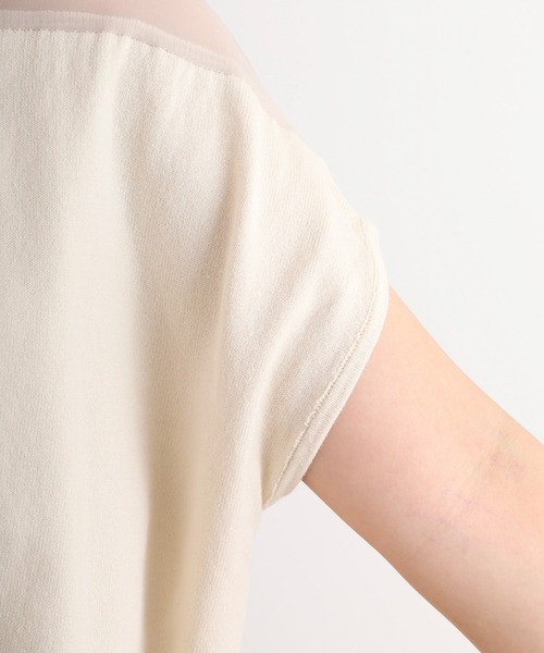 セール】シアー切替フレンチ スリーブプルオーバー（Tシャツ