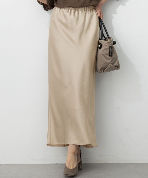 セール】【洗える】テクスチャーサテン ナロー スカート（スカート
