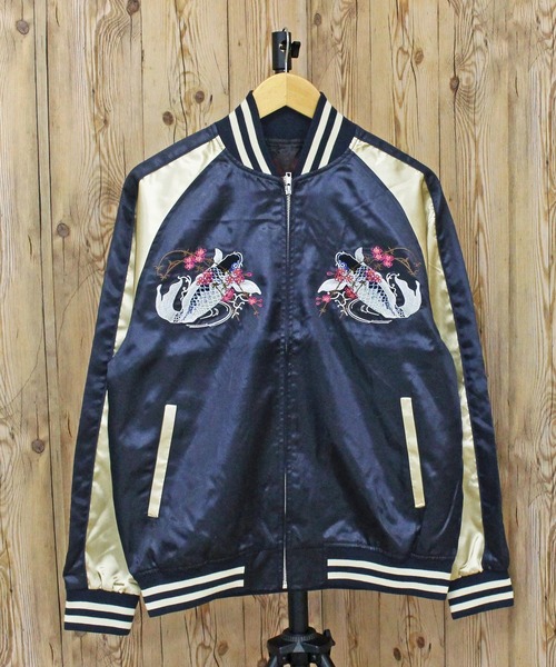 TopIsm（トップイズム）の「スカジャン鯉 孔雀（スカジャン・メンズ・ネイビー/ワイン/ブラック/ブルー/ダークグリーン/グレー・L/XL/M）」の19枚目の写真