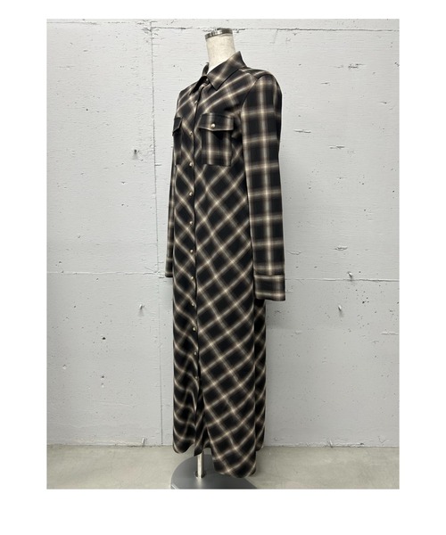 PROVOKE （プロヴォーク）の「OMBRE CHECK SHIRT  DRESS（ワンピース・レディース・ダークブラウン・FREE）」の6枚目の写真