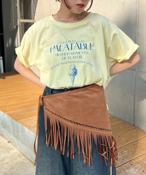 w closet(ダブルクローゼット)の「【25AW】アイスプリントBIGTee(Tシャツ/カットソー・レディース・アイボリー/ピンク/イエロー・FREE)」の2枚目の写真