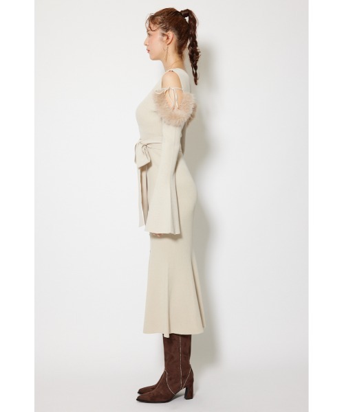 2025AW】many wayショルダーフェイクファーニットワンピース 秋