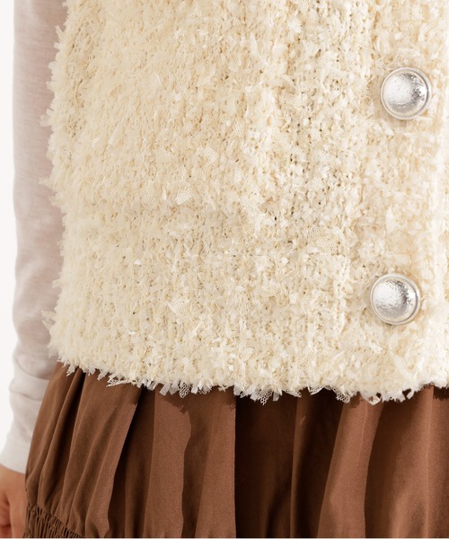 N.（N. Natural Beauty Basic）（エヌエヌナチュラルビューティーベーシック）の「Vネックニットジレ（ベスト・レディース・オフホワイト/ブラウン・MEDIUM）」の11枚目の写真