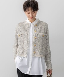 23区｜ニジュウサンクのノーカラージャケット（ツイード）通販 - ZOZOTOWN