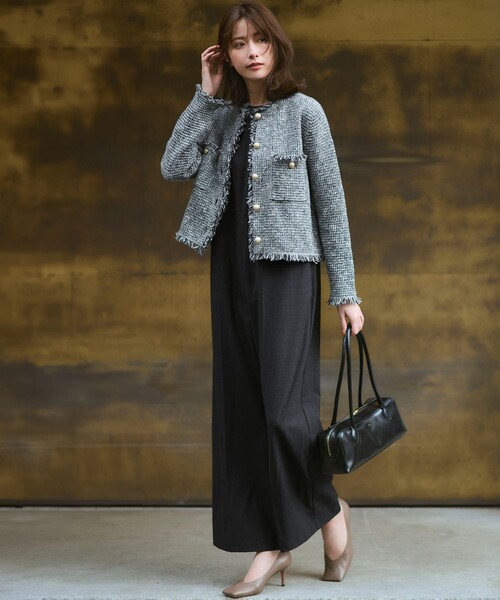 見上愛さん着用/GLOW11月号掲載】ツイード ニット ジャケット（ノー