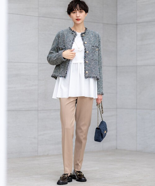 見上愛さん着用GLOW11月号掲載　ツイード ニット ジャケット23区　М 見上愛さん着用/GLOW11月号掲載】ツイード ニット ジャケット（ノー