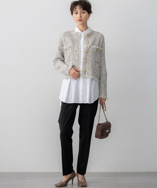 見上愛さん着用/GLOW11月号掲載】ツイード ニット ジャケット（ノー
