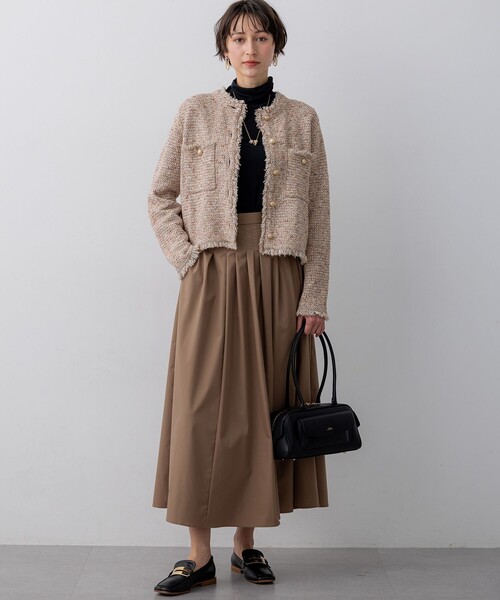 ツイード ニット ジャケット（ノーカラージャケット）｜23区 L