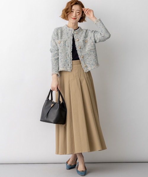 ツイード ニット ジャケット（ノーカラージャケット）｜23区 L