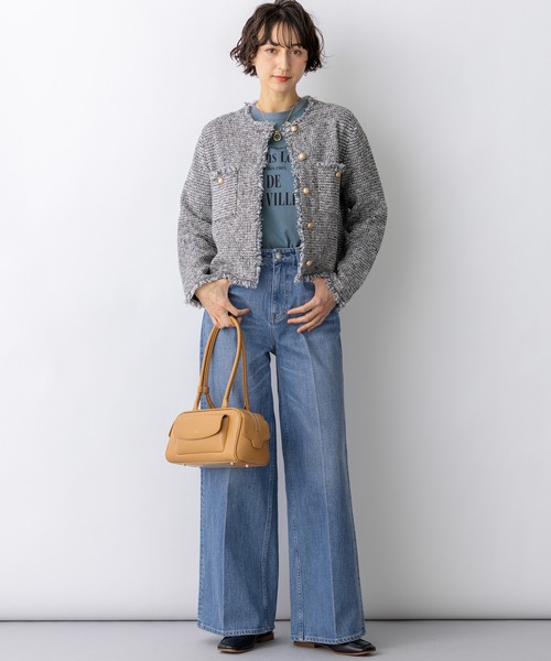 ツイード ニット ジャケット（ノーカラージャケット）｜23区 L