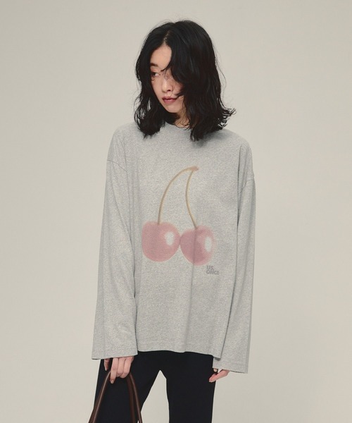 eL（エル）の「【eL】Cherry Tee LS/593012（Tシャツ/カットソー・レディース・オフホワイト/グレー・FREE）」の2枚目の写真