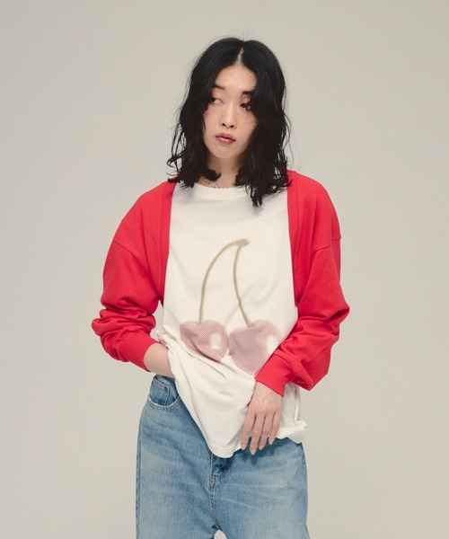 eL（エル）の「【eL】Cherry Tee LS/593012（Tシャツ/カットソー・レディース・オフホワイト/グレー・FREE）」の13枚目の写真