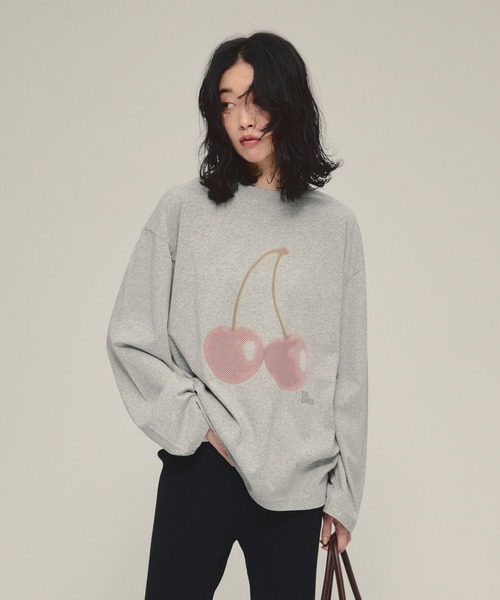 eL（エル）の「【eL】Cherry Tee LS/593012（Tシャツ/カットソー・レディース・オフホワイト/グレー・FREE）」の8枚目の写真