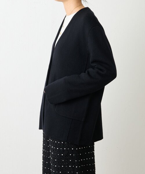 BEARDSLEY（ビアズリー）の「ウールスムースカーディガン（ノーカラーコート・レディース・ブラック/グレー・FREE）」の5枚目の写真