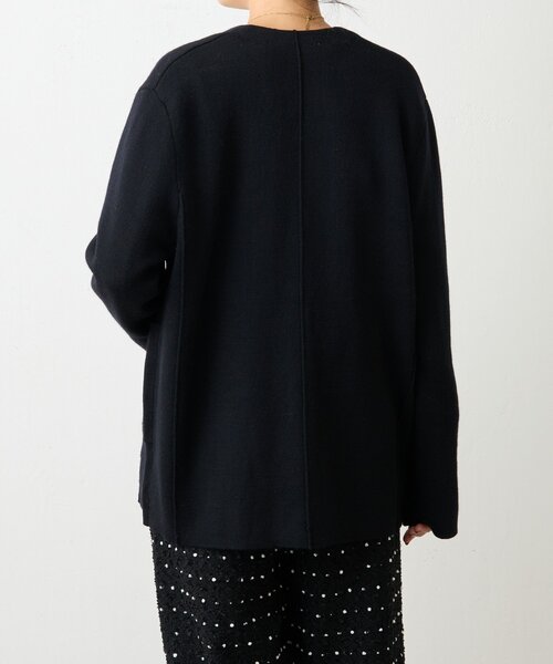 BEARDSLEY（ビアズリー）の「ウールスムースカーディガン（ノーカラーコート・レディース・ブラック/グレー・FREE）」の6枚目の写真
