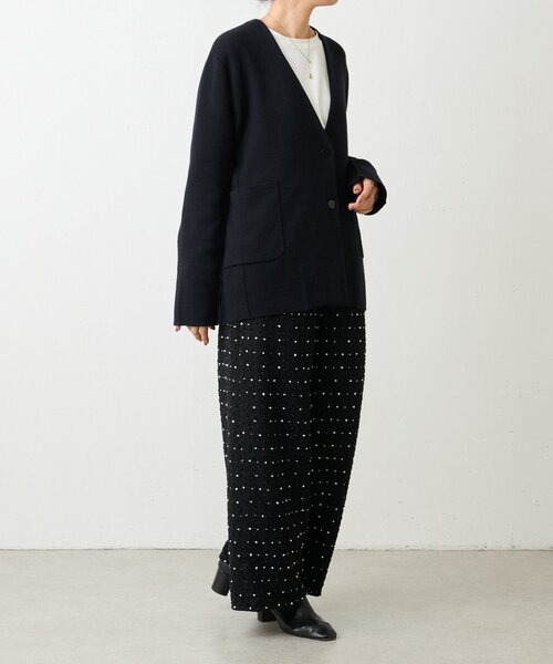 BEARDSLEY（ビアズリー）の「ウールスムースカーディガン（ノーカラーコート・レディース・ブラック/グレー・FREE）」の12枚目の写真