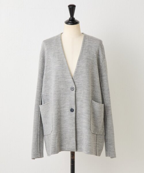 BEARDSLEY（ビアズリー）の「ウールスムースカーディガン（ノーカラーコート・レディース・ブラック/グレー・FREE）」の13枚目の写真