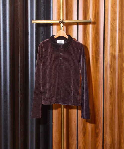ROSE BUD（ローズバッド）の「(mici)POLO COLLAR STRIPE TOP