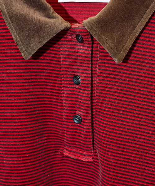 ROSE BUD（ローズバッド）の「(mici)POLO COLLAR STRIPE TOP